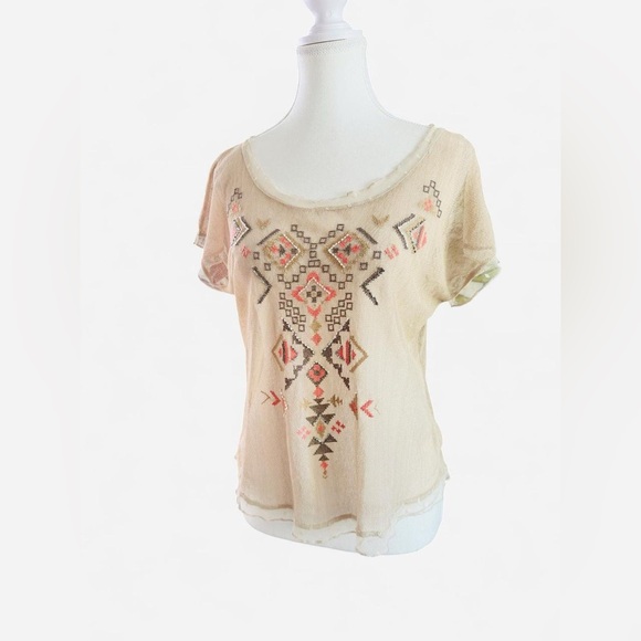 Miss Me Sheer Embroidered Boho Mesh Blouse – XS - Picture 3 of 7